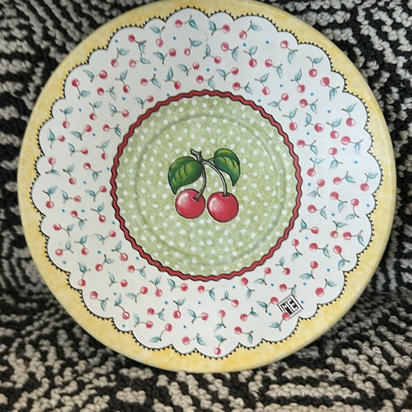 Mary Engelbreit Cherry Metal Teacup/Saucer Set - Picture 3 of 7